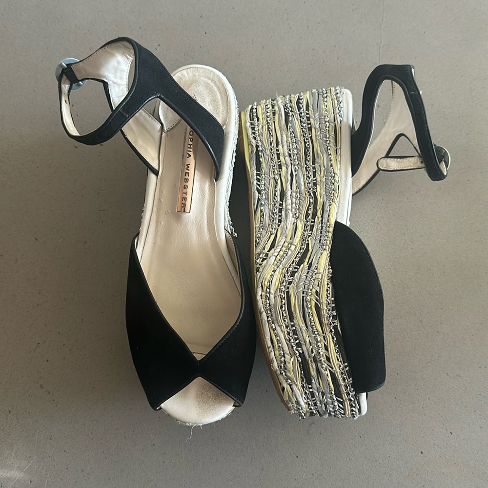 Vintage Sophia Webster Platform Sandals. Suede & Beaded.